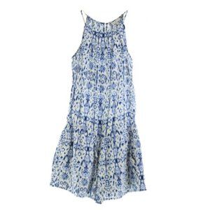 Joie Blue & White Printed Halter Romper (L)